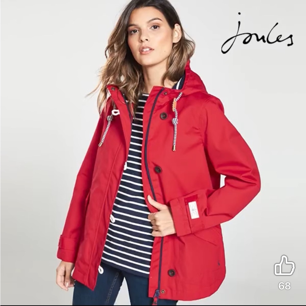 Joules Red Jacket with Navy Striped Lining